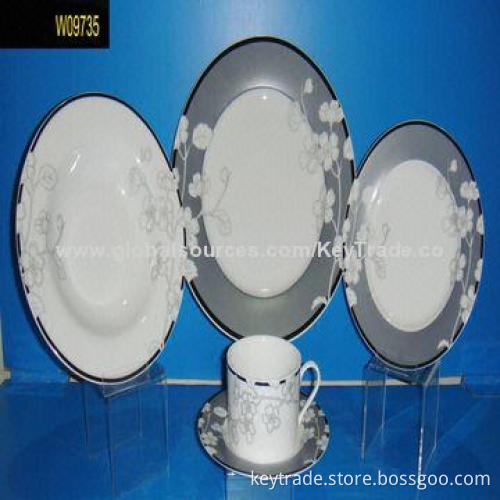 Fine Porcelain 20-piece Dinner Set in Rim-shaped with Decal